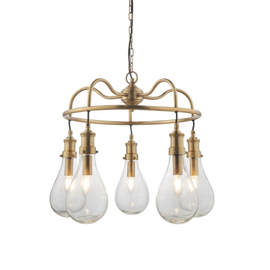 61401-001 Clear Pear Glass & Antique Brass Centre Fitting 61401-001 Clear Pear Glass & Antique Brass Centre Fitting