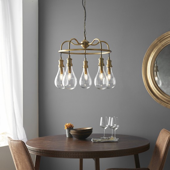61401-001 Clear Pear Glass & Antique Brass Centre Fitting 61401-001 Clear Pear Glass & Antique Brass Centre Fitting