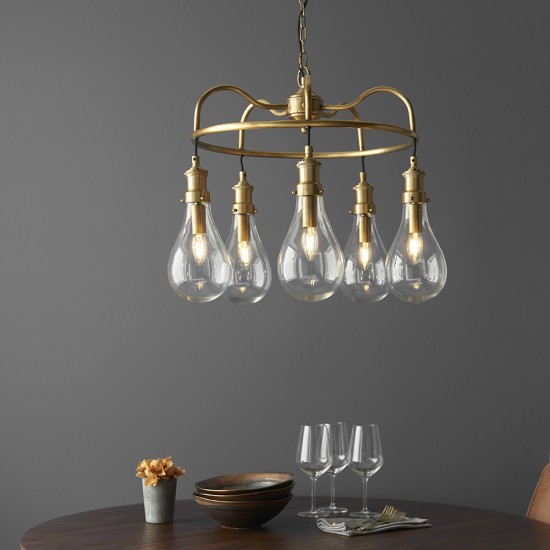 61401-001 Clear Pear Glass & Antique Brass Centre Fitting 61401-001 Clear Pear Glass & Antique Brass Centre Fitting