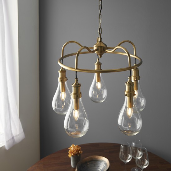 61401-001 Clear Pear Glass & Antique Brass Centre Fitting 61401-001 Clear Pear Glass & Antique Brass Centre Fitting