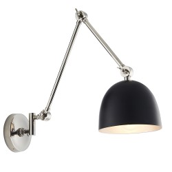 61450-001 Swing Arm Wall Lamp with Black & Nickel Finish 61450-001 Swing Arm Wall Lamp with Black & Nickel Finish