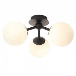 64710-001 Bathroom Black 3 Light Ceiling Lamp with White Glasses 64710-001 Bathroom Black 3 Light Ceiling Lamp with White Glasses
