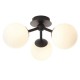 64710-001 Bathroom Black 3 Light Ceiling Lamp with White Glasses