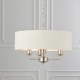61377-001 Brushed Chrome 3 Light Pendant with Natural Linen Shade