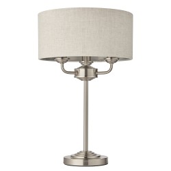 61453-001 Brushed Chrome Table Lamp with Natural Linen Shade 61453-001 Brushed Chrome Table Lamp with Natural Linen Shade