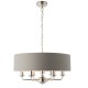 61380-001 Bright Nickel 6 Light Pendant with Charcoal Linen Shade