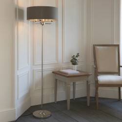 61361-001 Bright Nickel 3 Light Floor lamp with Charcoal Linen Shade 61361-001 Bright Nickel 3 Light Floor lamp with Charcoal Linen Shade