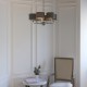 61382-001 Bright Nickel 6 Light Pendant with Charcoal Linen Shades
