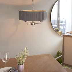 61386-001 Bright Nickel 3 Light Pendant with Wrapped Charcoal Shade