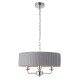 61386-001 Bright Nickel 3 Light Pendant with Wrapped Charcoal Shade