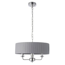 61386-001 Bright Nickel 3 Light Pendant with Wrapped Charcoal Shade 61386-001 Bright Nickel 3 Light Pendant with Wrapped Charcoal Shade