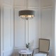 61397-001 Bright Nickel 8 Light Pendant with Charcoal Linen Shade