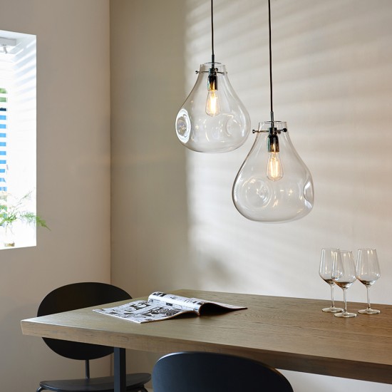 61399-001 Chrome Pendant with Clear Dimpled Glass