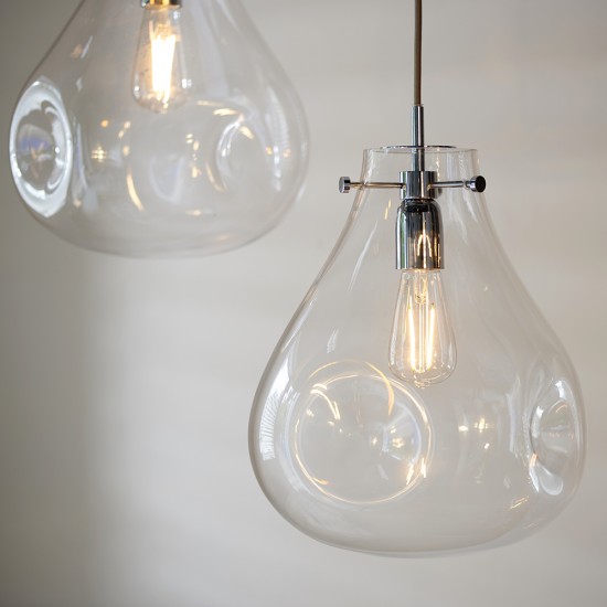 61399-001 Chrome Pendant with Clear Dimpled Glass