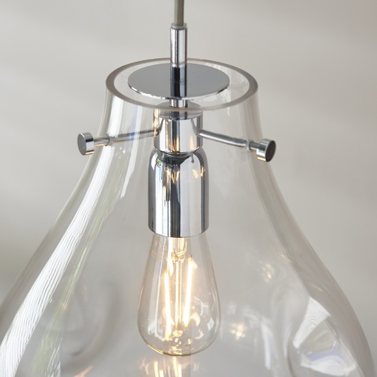 61399-001 Chrome Pendant with Clear Dimpled Glass