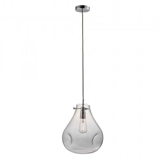 61399-001 Chrome Pendant with Clear Dimpled Glass