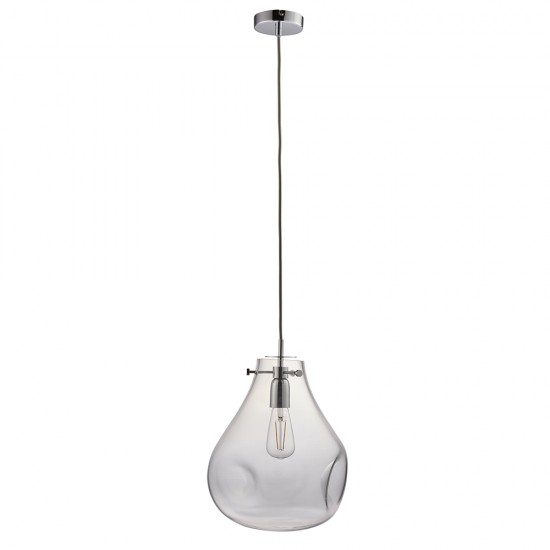 61399-001 Chrome Pendant with Clear Dimpled Glass