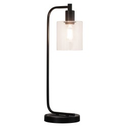 62151-001 Matt Black Table Lamp with Clear Glass 62151-001 Matt Black Table Lamp with Clear Glass