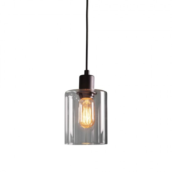 62162-001 Matt Black Pendant with Clear Glass