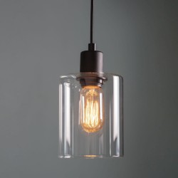 62162-001 Matt Black Pendant with Clear Glass 