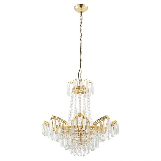 339-001 Gold 9 Light Chandelier with Crystal Glasses