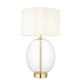 67542-001 Satin Brass & Clear Glass Touch Table Lamp with Vintage White Shade