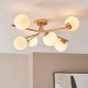 78785-001 Brushed Aged Brass 6 Light Centre Fitting with Matt Opal Glass