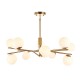 78786-001 Brushed Aged Brass 10 Light Centre Fitting with Matt Opal Glass