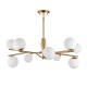 78786-001 Brushed Aged Brass 10 Light Centre Fitting with Matt Opal Glass
