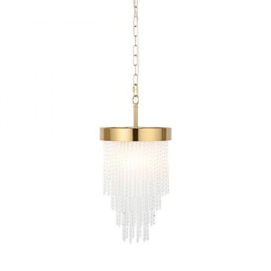 78623-001 Brushed Aged Brass Pendant with Twisted Clear Rods