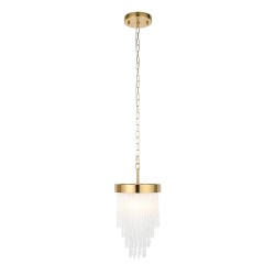 78623-001 Brushed Aged Brass Pendant with Twisted Clear Rods