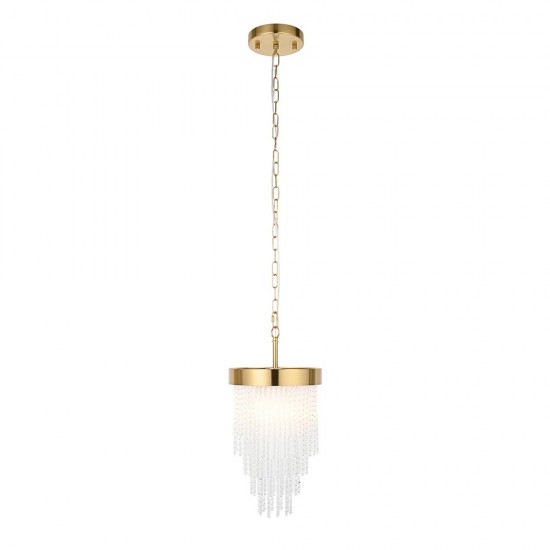 78623-001 Brushed Aged Brass Pendant with Twisted Clear Rods