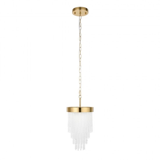 78623-001 Brushed Aged Brass Pendant with Twisted Clear Rods