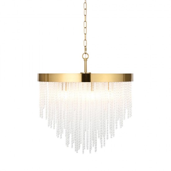 78624-001 Brushed Aged Brass 5 Light Pendant with Twisted Clear Rods