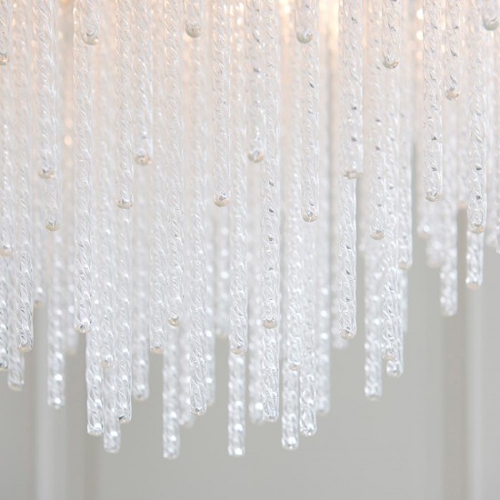 78624-001 Brushed Aged Brass 5 Light Pendant with Twisted Clear Rods