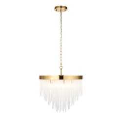 78624-001 Brushed Aged Brass 5 Light Pendant with Twisted Clear Rods