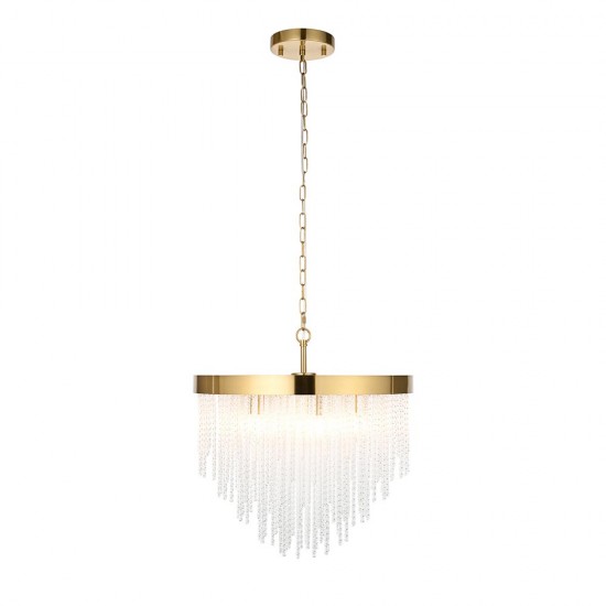 78624-001 Brushed Aged Brass 5 Light Pendant with Twisted Clear Rods