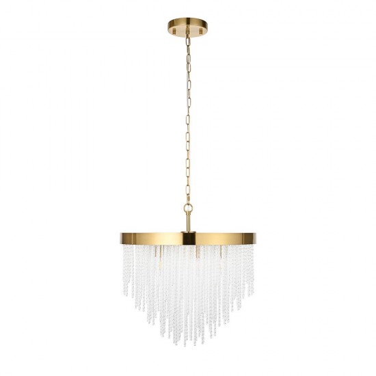 78624-001 Brushed Aged Brass 5 Light Pendant with Twisted Clear Rods