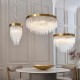 78625-001 Brushed Aged Brass 9 Light Pendant with Twisted Clear Rods