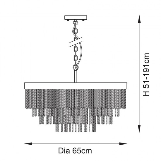 78625-001 Brushed Aged Brass 9 Light Pendant with Twisted Clear Rods