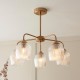 78804-001 Brushed Aged Brass 5 Light Semi Flush with Clear Ribbed Glass