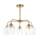 78804-001 Brushed Aged Brass 5 Light Semi Flush with Clear Ribbed Glass