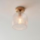 78808-001 Brushed Aged Brass Ceiling Lamp with Clear Ribbed Glass