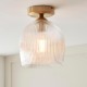 78808-001 Brushed Aged Brass Ceiling Lamp with Clear Ribbed Glass