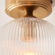 78808-001 Brushed Aged Brass Ceiling Lamp with Clear Ribbed Glass