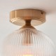 78808-001 Brushed Aged Brass Ceiling Lamp with Clear Ribbed Glass