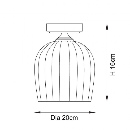 78808-001 Brushed Aged Brass Ceiling Lamp with Clear Ribbed Glass