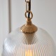 78810-001 Brushed Aged Brass Pendant with Clear Ribbed Glass
