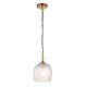 78810-001 Brushed Aged Brass Pendant with Clear Ribbed Glass