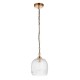 78810-001 Brushed Aged Brass Pendant with Clear Ribbed Glass